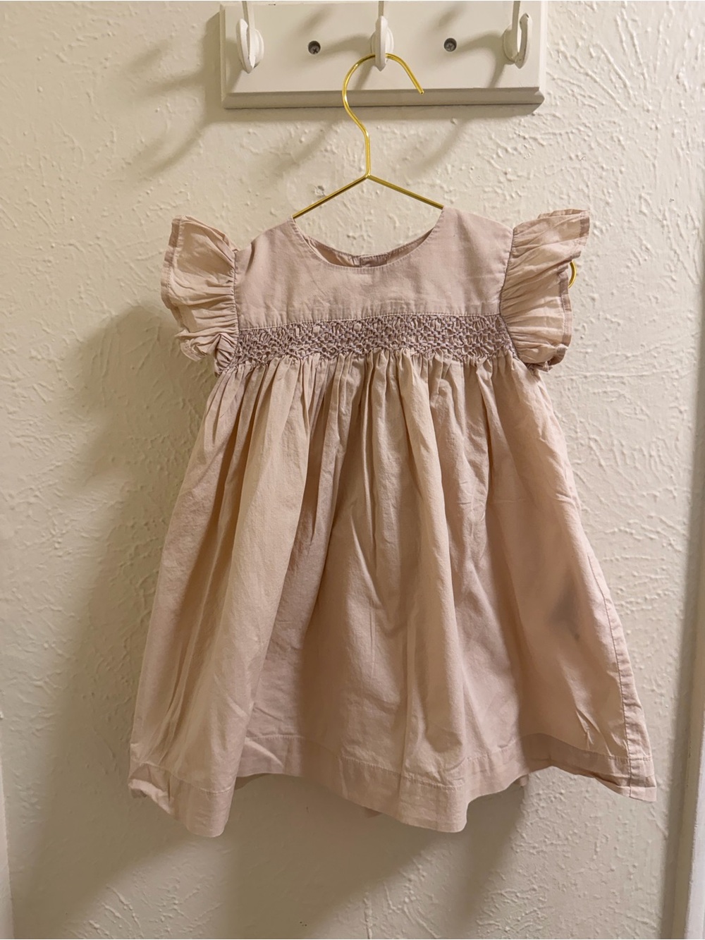 Smocked Flutter Sleeve Formal Dress